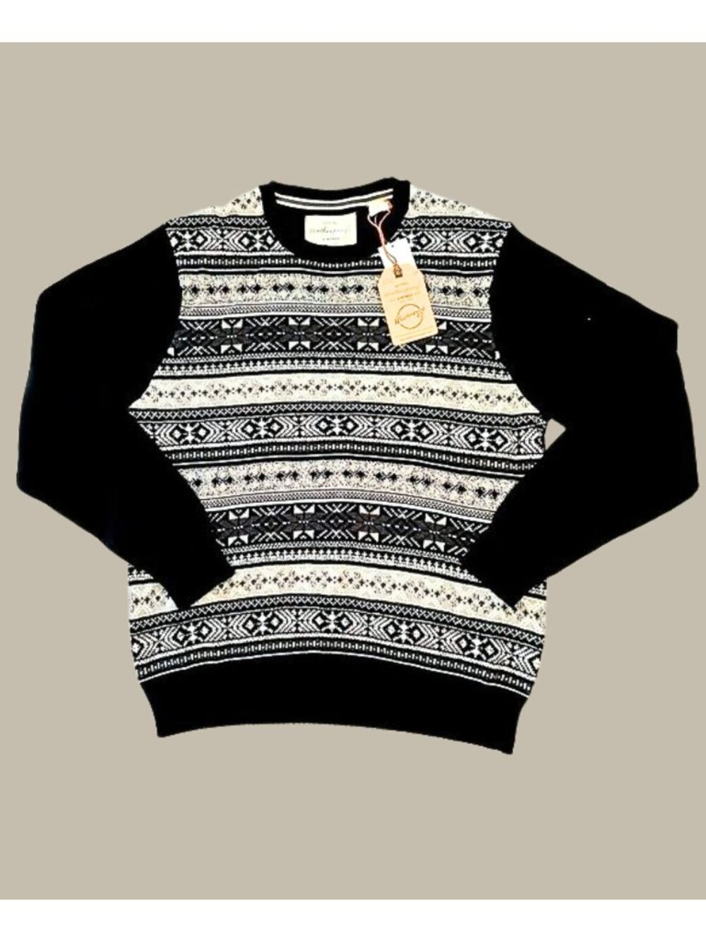 Weatherproof Retro Mens Sweater Size L Nordic Fair Isle Cotton Vintage Style